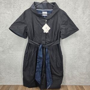 LORICK Reeds Jacket Black Collared Short Sleeve‎ Belted Dress Size 12